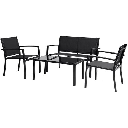 Salon De Jardin Bas "Lino" - 4 Places  - Noir