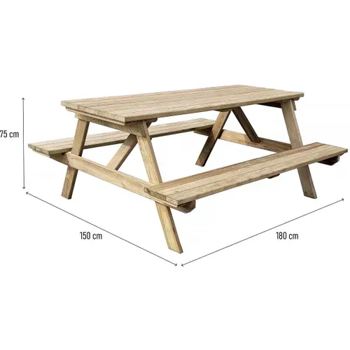 Table Adulte Pique-nique "gardenia" - 180 X 150 X 75 Cm - 6/8 Personnes