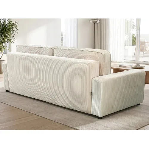 Canapé Convertible En Velours Côtelé "montaigne" -3 Places - Beige
