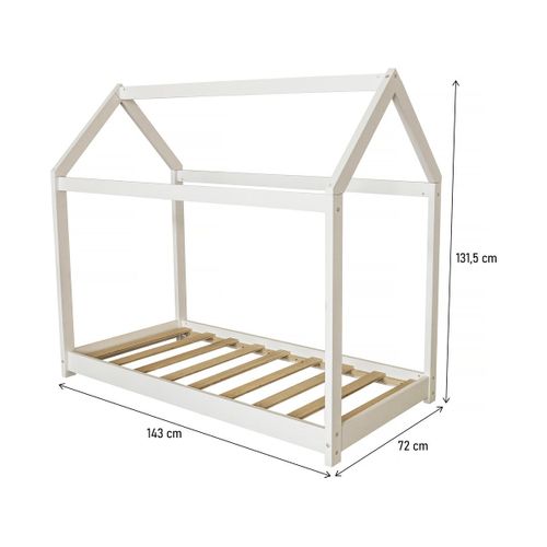 Lit Cabane Pour Enfant "camilla" - 140 X 70 Cm - Blanc