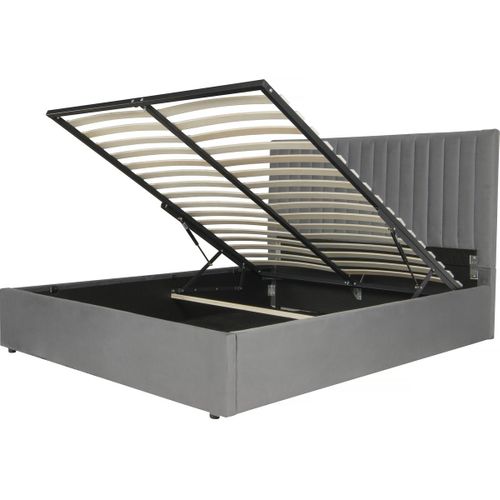 Lit Avec Coffre "mia" - 140 X 190 Cm - Gris