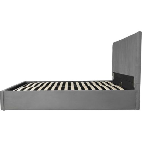 Lit Avec Coffre "mia" - 140 X 190 Cm - Gris