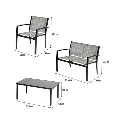 Salon De Jardin Bas "Lino" - 4 Places  - Gris