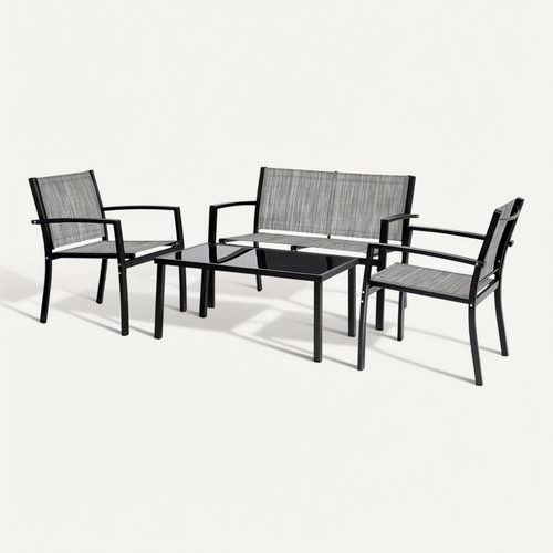 Salon De Jardin Bas "Lino" - 4 Places  - Gris