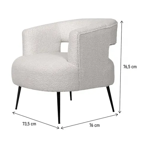 Fauteuil En Tissu Bouclette "iris" - Blanc