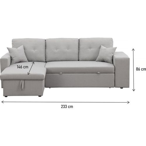 Canapé D'angle Convertible/réversible "axel" - 3 Places - Gris Clair