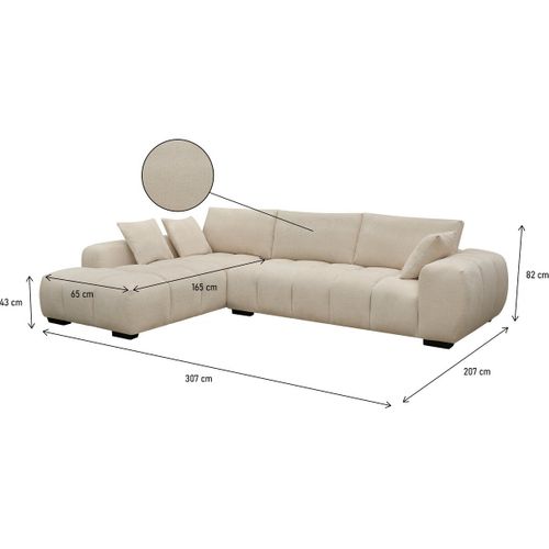 Canapé D'angle "monceau" Tissu Bubble  - 3 Places - Beige