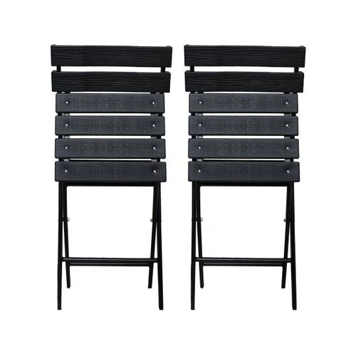 Lot De 2 Chaises De Jardin Pliable En Plastique "tenerife" - Gris Anthracite