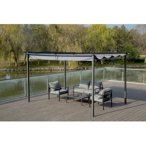 Pergola En Métal Avec Toit Rétractable - 3 X 4 M - Gris Anthracite