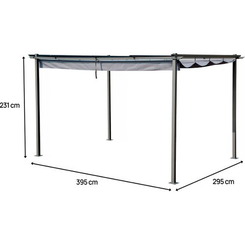 Pergola En Métal Avec Toit Rétractable - 3 X 4 M - Gris Anthracite