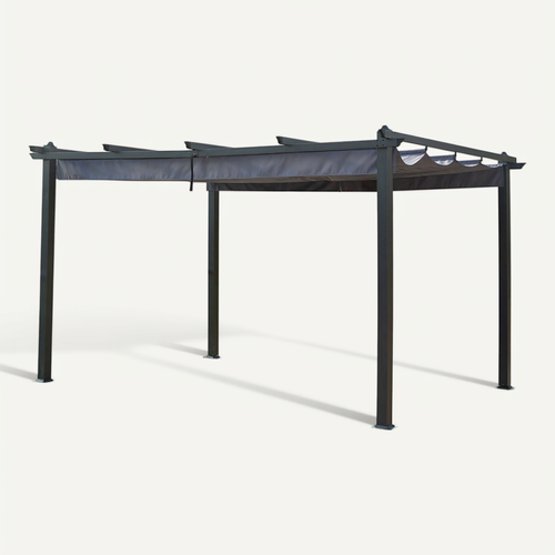 Pergola En Aluminium Avec Toit Rétractable - 3 X 4 M - Gris Anthracite
