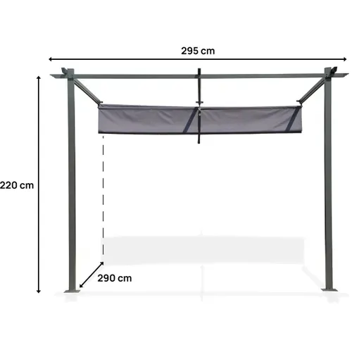 Pergola Adossée Avec Toit Rétractable - 3 X 3 M - Gris Anthracite