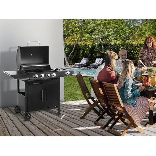 Barbecue Gaz "feria 5" - 5 Brûleurs Dont 1 Latéral - 14,5 Kw - Noir