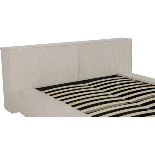 Lit Coffre En Velours Côtelé "courchevel" - 180 X 200 Cm - Beige