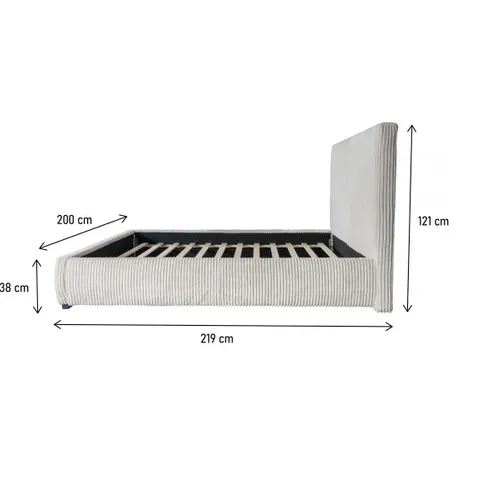 Lit Double En Velours Côtelé "montana" - 180 X 200 Cm - Beige