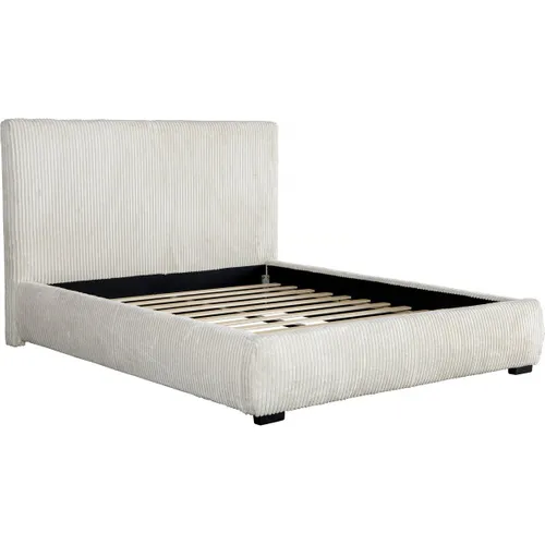 Lit Double En Velours Côtelé "montana" - 180 X 200 Cm - Beige