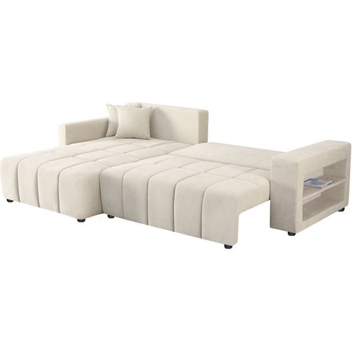 Canapé D'angle Convertible Tissu Bubble 3 Places - "trocadero" - Beige