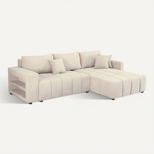 Canapé D'angle Convertible Tissu Bubble 3 Places - "trocadero" - Beige