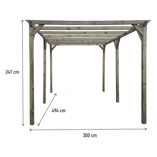 Carport Voiture En Bois "sunny" 3 X 5 M