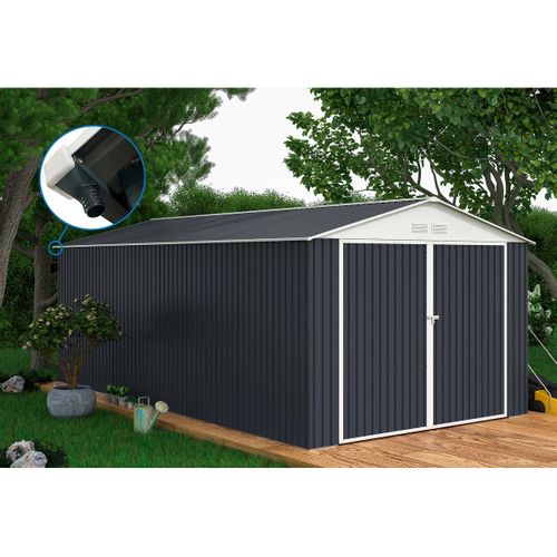 Garage Métal " Houston" - 15,36 M² Avec Gouttière  - Anthracite