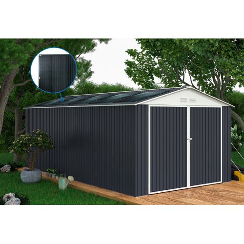 Garage Métal " Houston" - 18,56 M² Avec Panneau Solaire - Anthracite