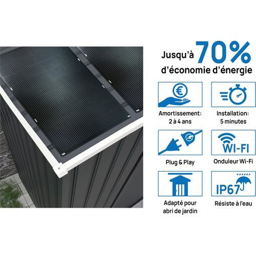 Garage Métal " Houston" - 18,56 M² Avec Panneau Solaire - Anthracite