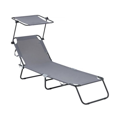 Bain De Soleil Pliable "lazy" - Avec Pare Soleil - Gris