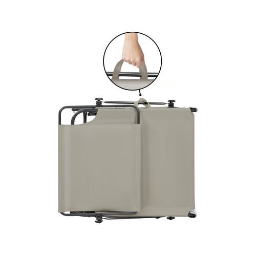Lot De 2 Bains De Soleil Pliable "lazy" - Avec Pare Soleil - Taupe