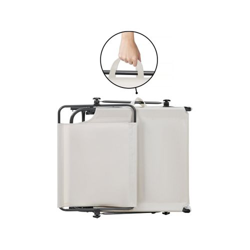 Lot De 2 Bain De Soleil Pliable "lazy" - Avec Pare Soleil - Beige