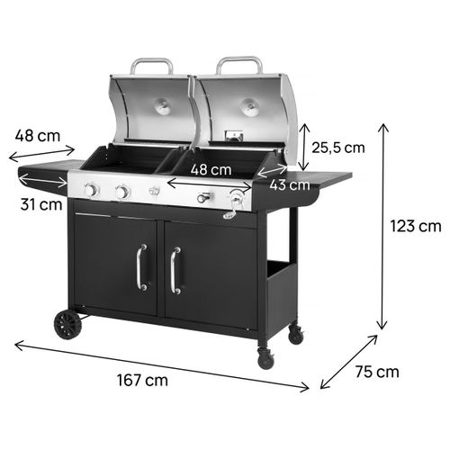 Barbecue Gaz Et Charbon 2 En 1 En Métal "western" - Noir