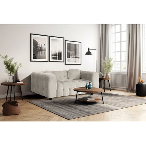 Canapé Droit En Tissu Bubble Chenille "vendome" - 2 Places - Beige