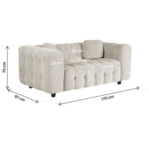 Canapé Droit En Tissu Bubble Chenille "vendome" - 2 Places - Beige