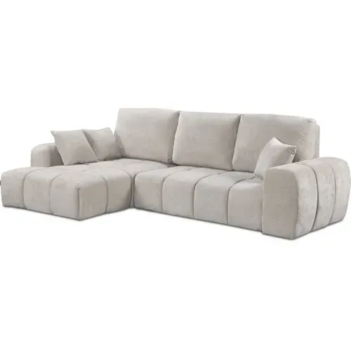 Canapé D'angle Gauche Convertible En Tissu Chenille "verneuil" - 3 Places - Beige