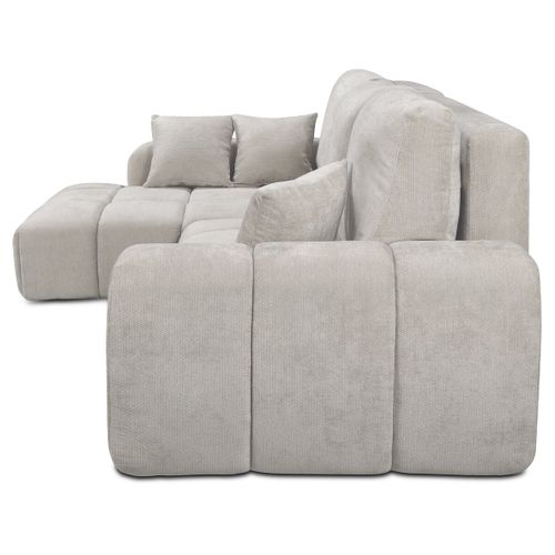 Canapé D'angle Gauche Convertible En Tissu Chenille "verneuil" - 3 Places - Beige