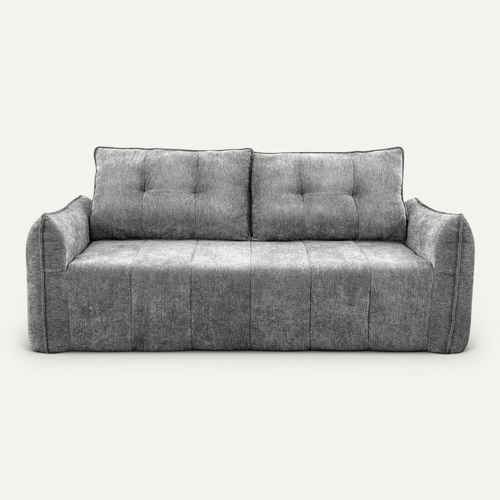 Canapé Droit Compressé En Tissu Texturé "silvano" - 3 Places - Gris