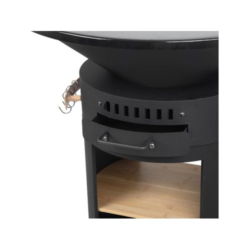 Barbecue Plancha Brasero à Charbon Et Bois "cesar Premium" - D. 81 Cm - Noir