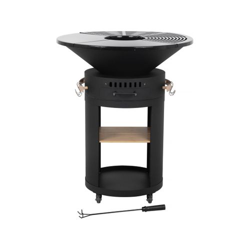 Barbecue Plancha Brasero à Charbon Et Bois "cesar Premium" - D. 81 Cm - Noir