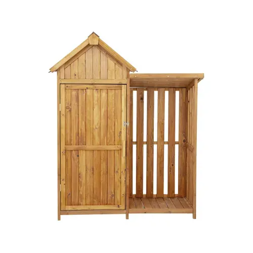 Armoire De Jardin En Bois Avec Range-bûches "noé" - 136 X 57 X 170 Cm - Marron