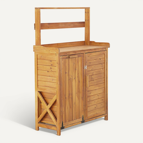 Armoire De Jardin En Bois Avec Poubelle Intégrée "lou" - Marron