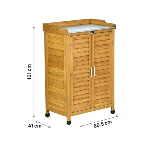 Armoire De Jardin En Bois Avec Roulettes "alexia" - 66 X 41 X 101 Cm - Marron