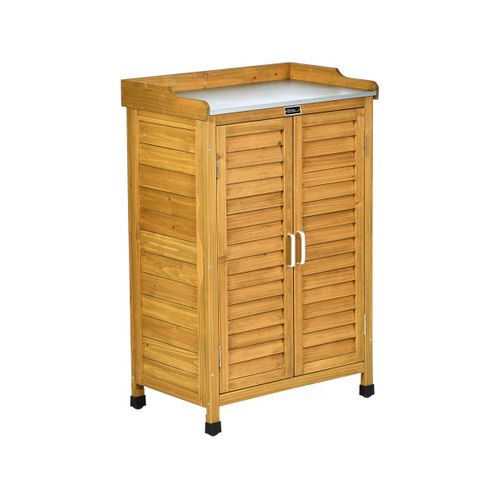 Armoire De Jardin En Bois Avec Roulettes "alexia" - 66 X 41 X 101 Cm - Marron