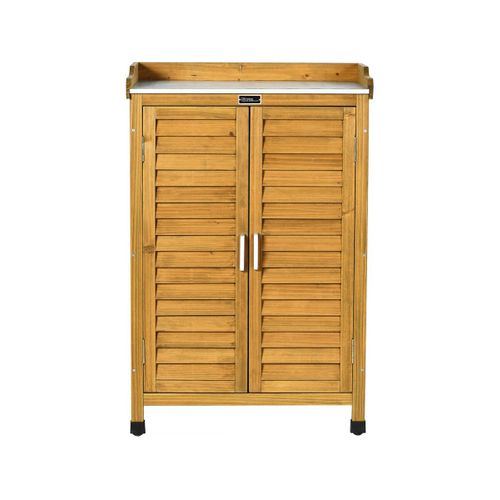 Armoire De Jardin En Bois Avec Roulettes "alexia" - 66 X 41 X 101 Cm - Marron