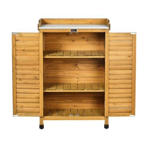 Armoire De Jardin En Bois Avec Roulettes "alexia" - 66 X 41 X 101 Cm - Marron