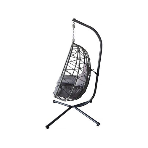 Fauteuil Oeuf Suspendu En Rotin "cosi" - 99 X 92 X 194 Cm - Gris