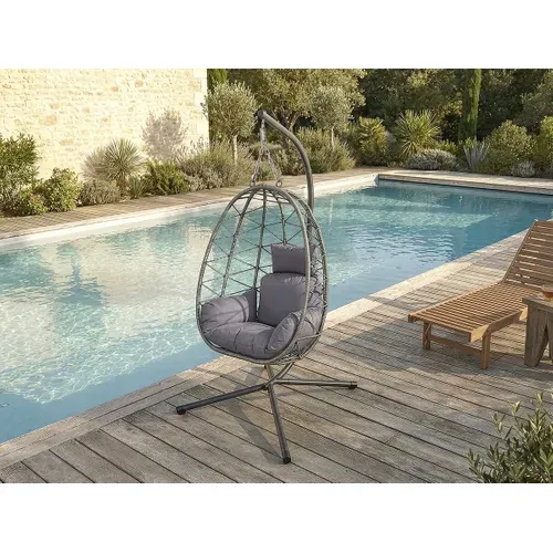 Fauteuil Oeuf Suspendu En Rotin "cosi" - 99 X 92 X 194 Cm - Gris