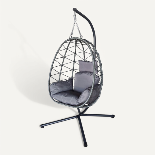 Fauteuil Oeuf Suspendu En Rotin "cosi" - 99 X 92 X 194 Cm - Gris