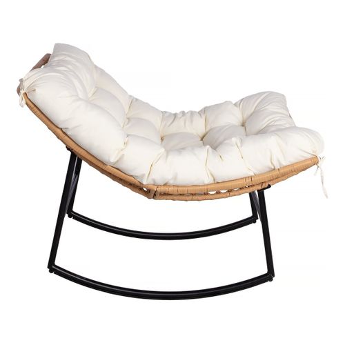 Fauteuil à Bascule Papasan Avec Coussin Intérieur/extérieur "papaya" - Beige