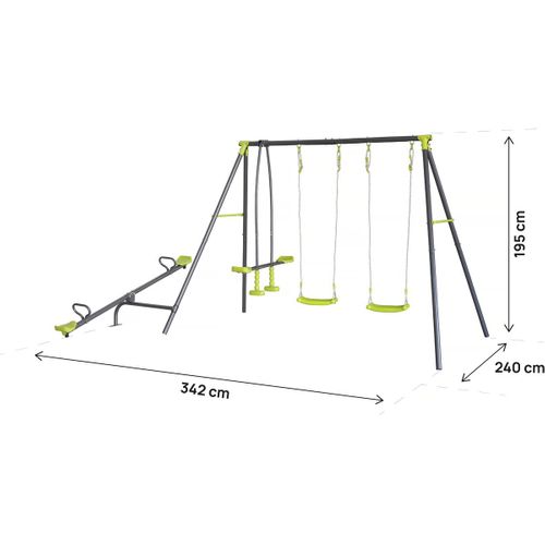 Portique De Jeu En Métal Avec Balançoire à Bascule "basile" - 4 Agrès - Vert