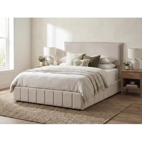 Tête De Lit "jessica" En Lin -  140 Cm - Beige