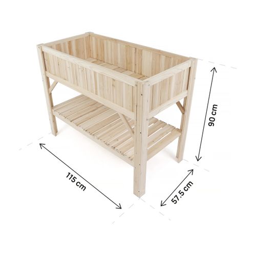 Carré Potager En Bois Sur Pieds "magnolia" - 115 X 57 X 90 Cm - Beige